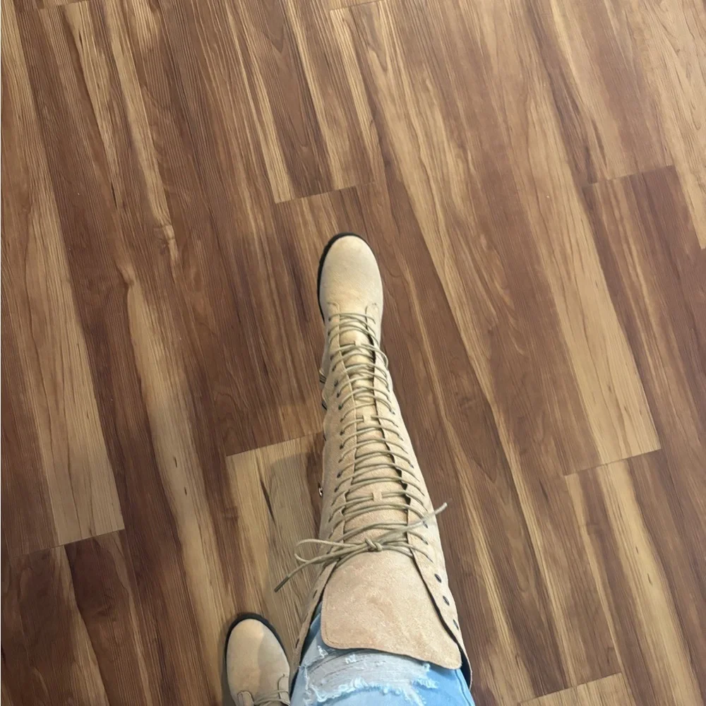 Stylish Tan Over the Knee Boots